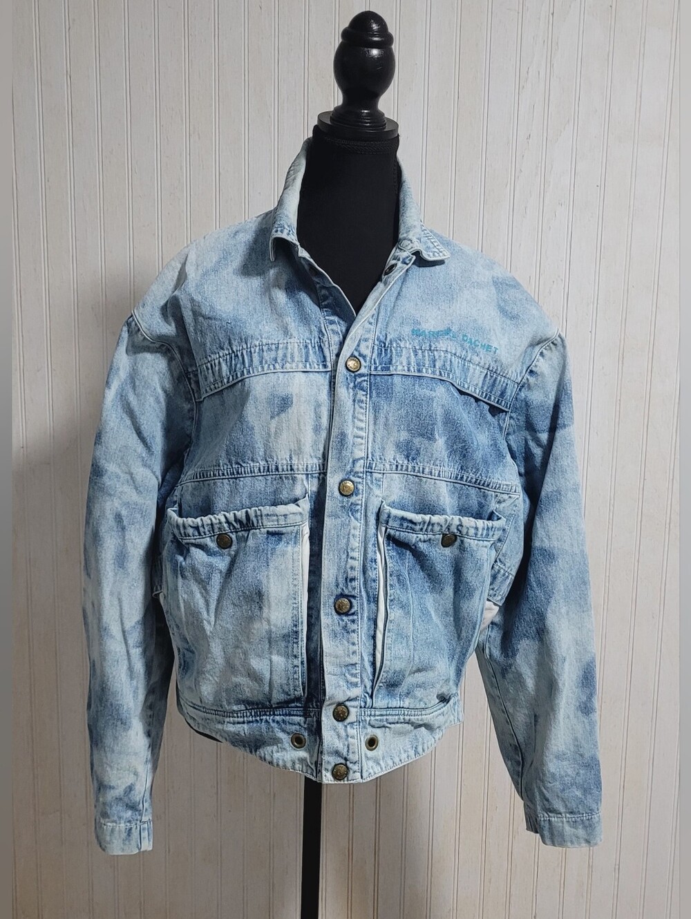 Vintage 80s Marcel Dachet Acid Wash Denim Trucker Jacket Size M